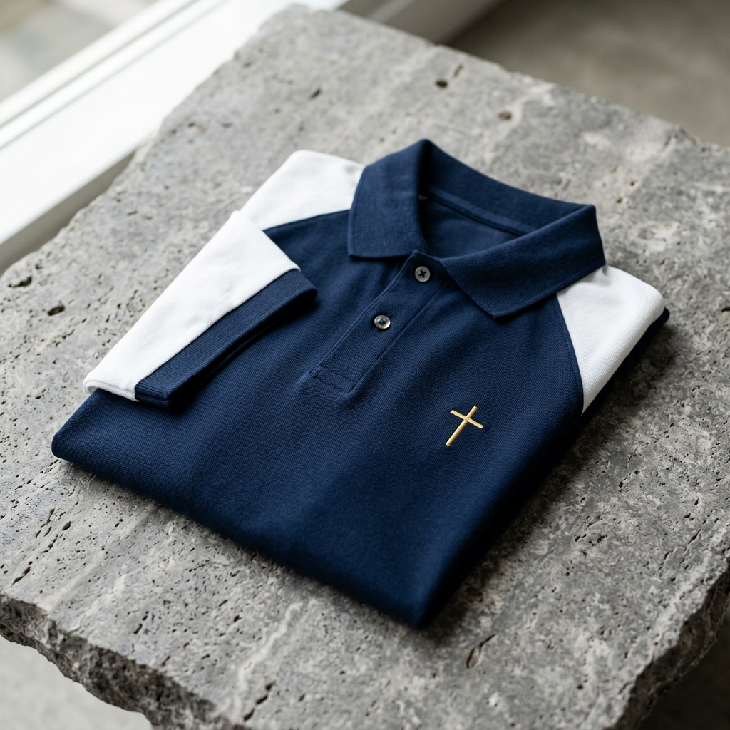 Walk by Faith – Christian Polo Raglan T-Shirt – Maroon Edition